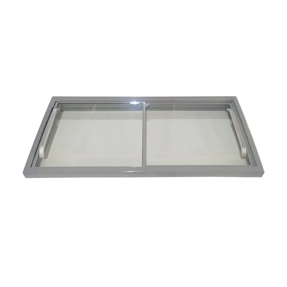 Commercial Deep Island Chest Freezer Curved Sliding Glass Door