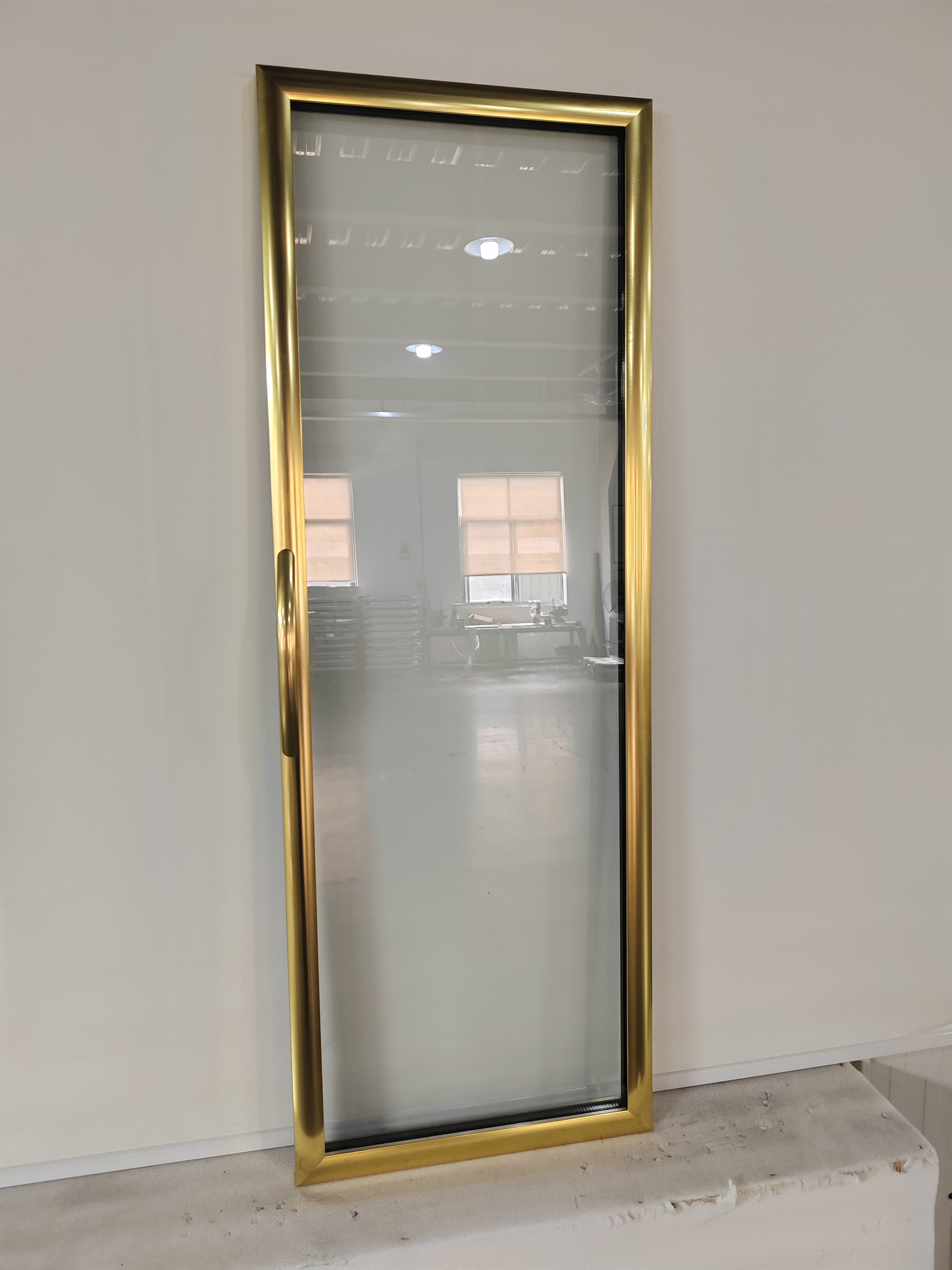 Golden Color Aluminum Frame Glass Door For Beverage Cooler