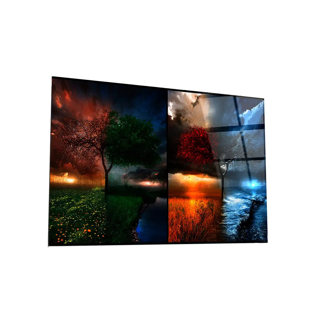 Wall Art Decor Customized Nature Colored Flowers Digital Print Tempered Glass